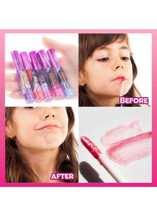 Townley Girl Barbie 12 Piece Plant Based Lip Gloss, Girls Party Favors, First Makeup Set for Girl, Perfect for Parties, Sleepovers, and Birthday Gifts, Ages 3