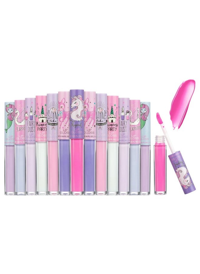 Expressions 14pc Lip Gloss for Girls - Glossy Lip Gloss Tubes | Non Toxic Lip Gloss Set - Unicorn Princess Birthday Party Favors Kids Makeup