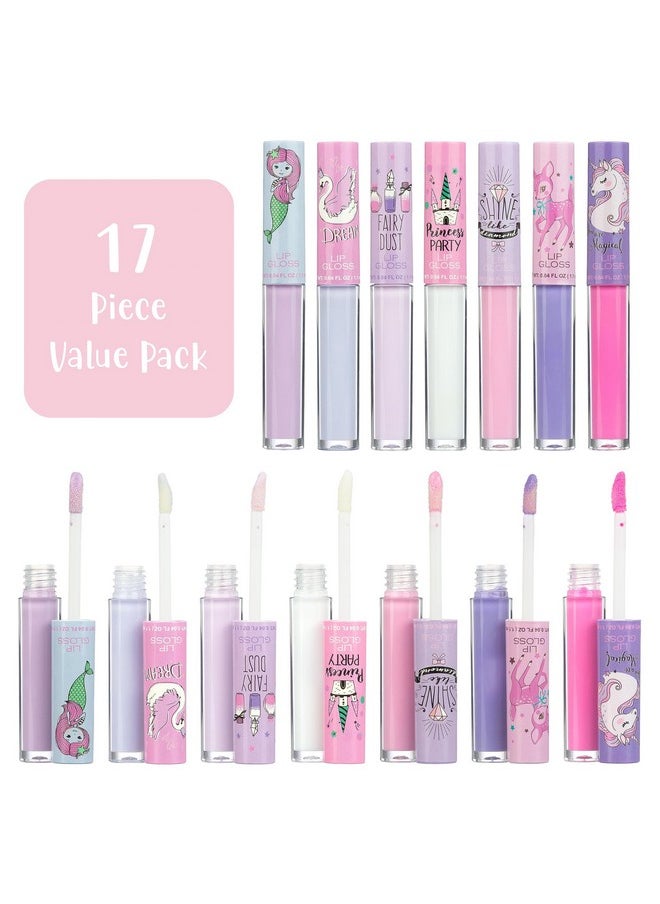 Expressions 14pc Lip Gloss for Girls - Glossy Lip Gloss Tubes | Non Toxic Lip Gloss Set - Unicorn Princess Birthday Party Favors Kids Makeup