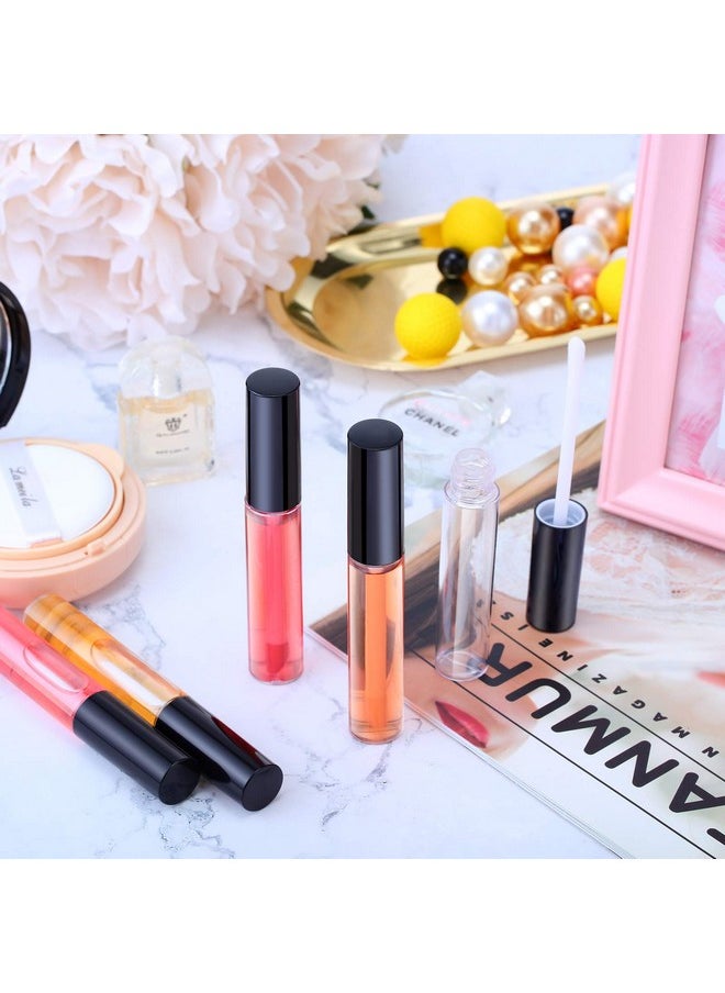 50 Pieces Empty Lip Gloss Containers Lip Gloss Tubes, Refillable Lip Balm Bottles Plastic Lipstick Tubes with Rubber Inserts Cosmetic Tools for Women DIY Makeup, 10 ml (Black)