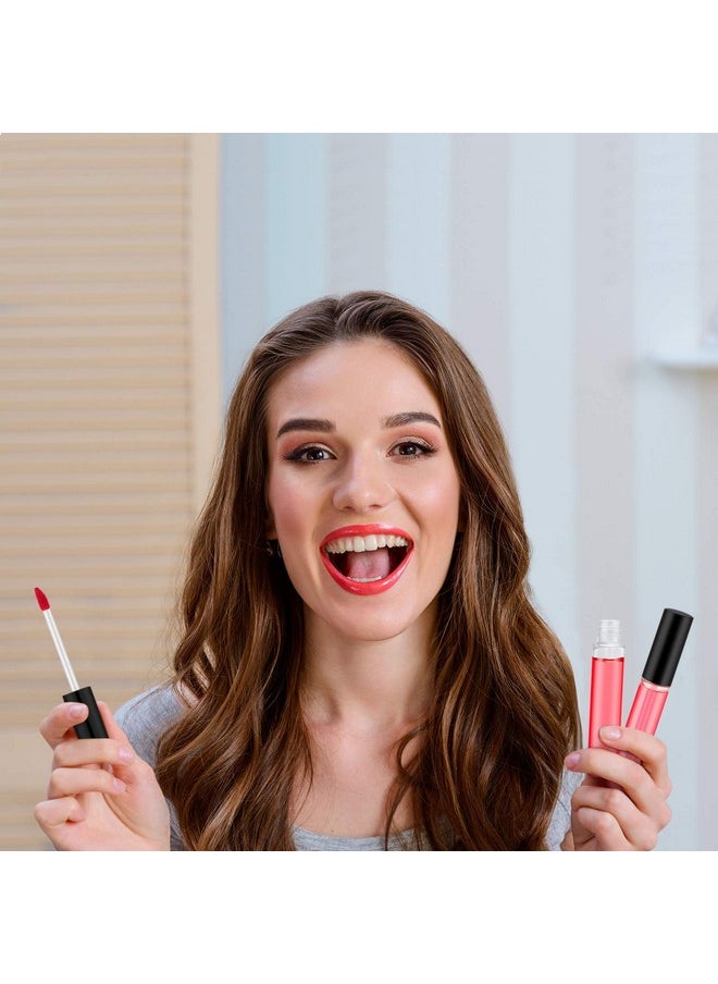 50 Pieces Empty Lip Gloss Containers Lip Gloss Tubes, Refillable Lip Balm Bottles Plastic Lipstick Tubes with Rubber Inserts Cosmetic Tools for Women DIY Makeup, 10 ml (Black)