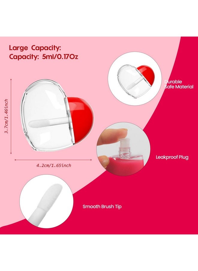 RONRONS 20 Pieces Heart Lip Gloss Tubes, Clear Plastic Empty Lip Gloss Container Cute Heart Shape Mini Lipgloss Tubes with Wand Bulk for Women Girls DIY Cosmetics Small Business