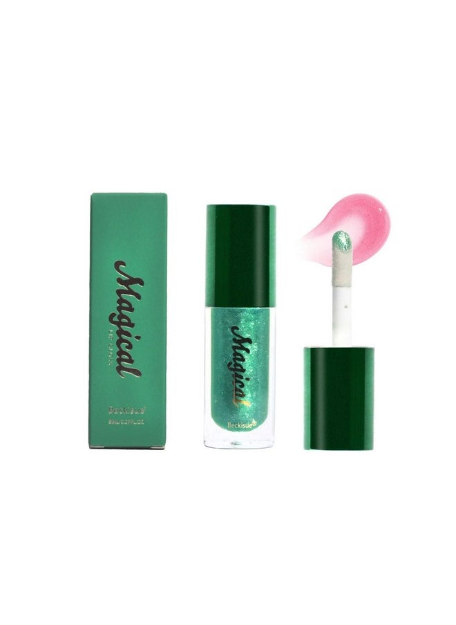 SWETIYOU Color Changing Lip Gloss PH Tinted Lip Oil, Green to Pink, Color Change Effect, Shine Finish, Mood Lip Oil Gloss Balm, Long Lasting Moisturizing Lip Glow Oil for Dry Lips (01)