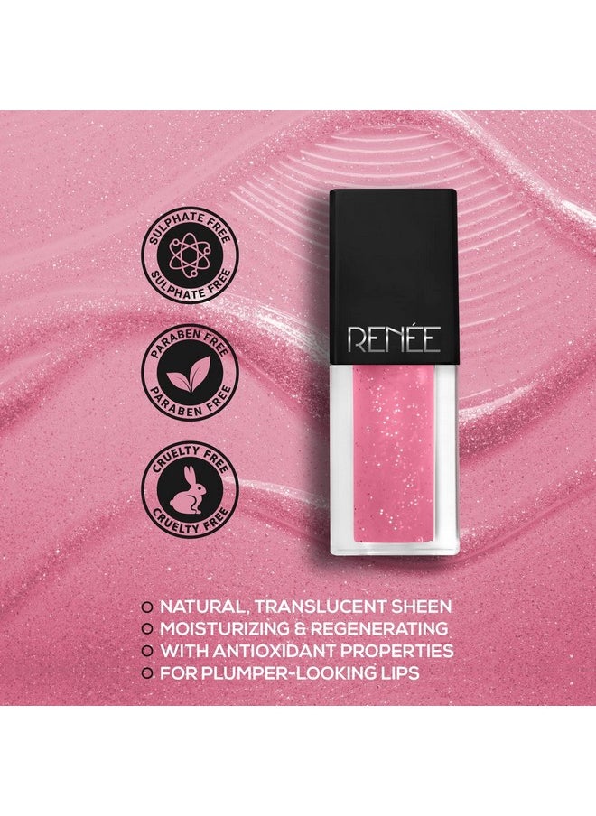Renee See Me Shine Lip Gloss - Pink Pow Wow 2.5ml | Glossy Non Sticky & Non Drying Formula | Long Lasting Moisturizing Effect | Compact and Easy to Carry