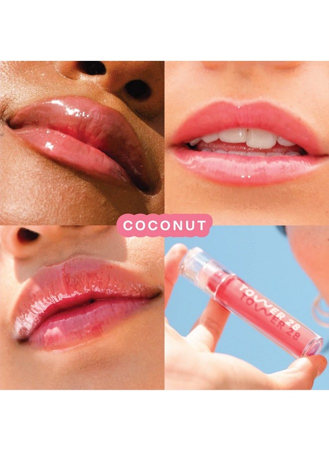 Tower 28 ShineOn Milky Lip Jelly, COCONUT, Non-Sticky, Hydrating Vegan Lip Gloss in Milky Rosy Pink, Apricot and Raspberry Seed Oil, Moisturizing, Clean, Cruelty Free