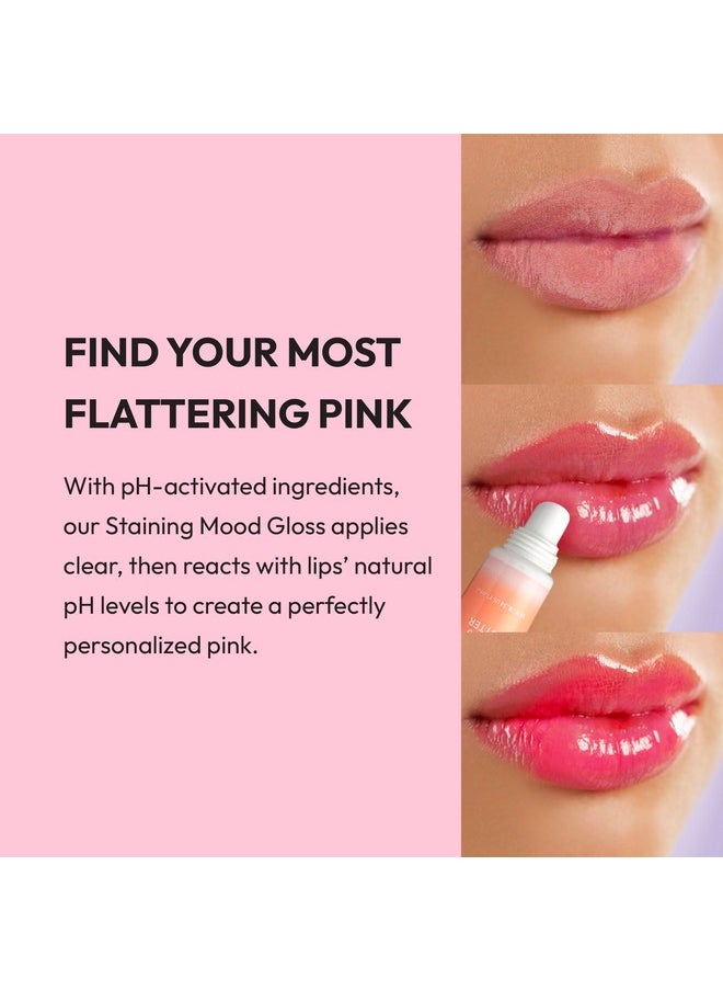 Ruby Kisses Staining Mood Lip Gloss, Mango Butter Infused for Hydration, PH-Activated Hue Change, Lightweight Feel, Non-Sticky Shine for Long Lasting Fuller & Smoother Lips (1pc)