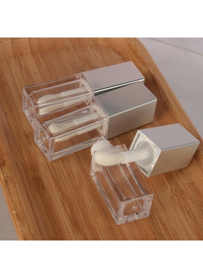 COSIDEA 24pcs 5ml Empty square Holigraphic silver lipgloss tubes bulk wholesale with big wand lipgloss containers large doe foot tube