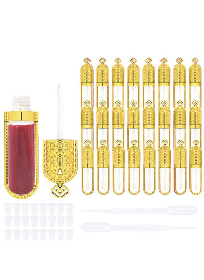 COSIDEA 24 PCS Refillable Empty 5ml GOLD Crown Lip Gloss Tubes with Wand，Cute Lipgloss Containers， DIY Lip Gloss Making Kit Container Bulk Wholesale