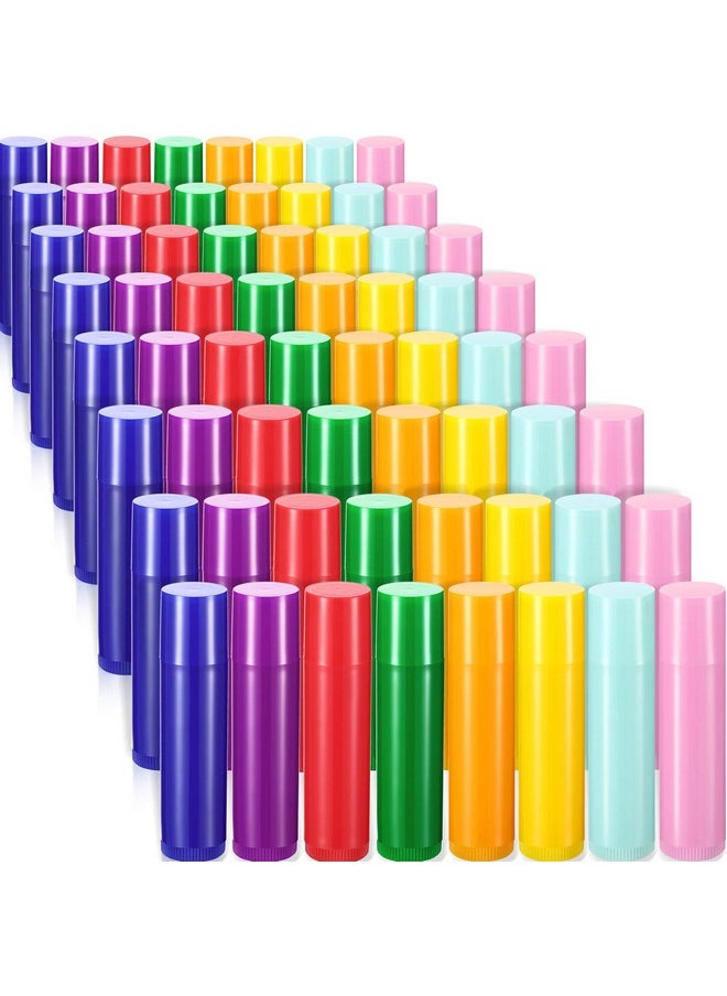 Maitys 64 Pieces Lip Balm 5 ml Empty Containers Refillable Rotatable Plastic Lipstick Tubes DIY Lip Gloss Balm Tube Holder for DIY Cosmetic, 8 Colors