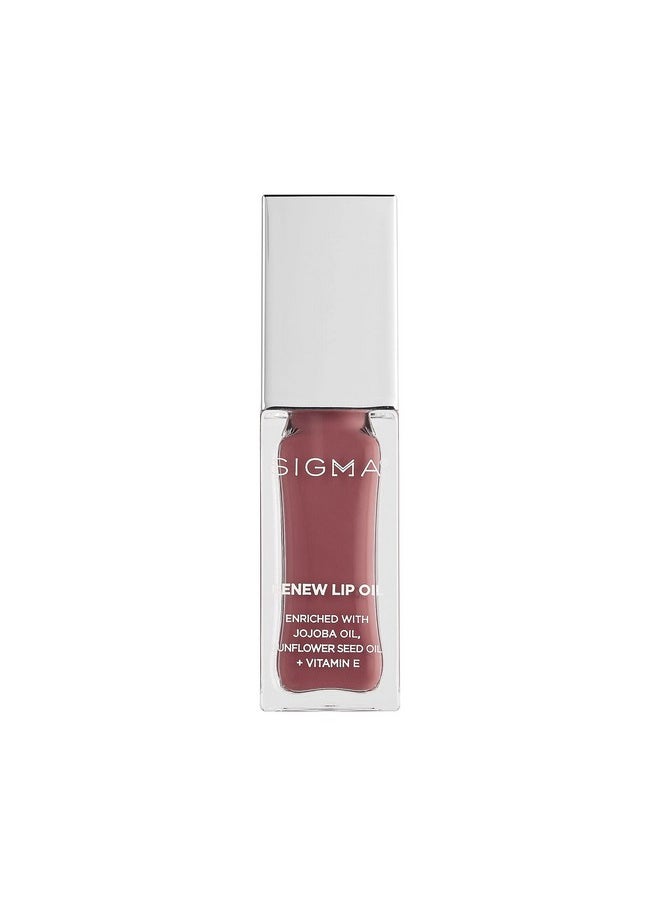 Sigma Beauty Renew Lip Oil - Tinted Lip Oil with Luxurious High-Shine Color & Long Lasting Hydration for Soft, Supple Lips, Non Sticky Lip Oil w/Nourishing Antioxidants (All Heart, Berry Mauve Sheen)