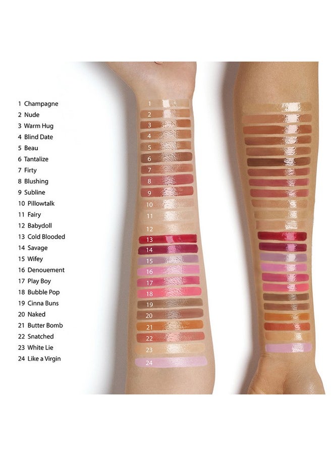 Ruby Kisses Lip Gloss Butter Bomb Gloss Non-Sticky Lip Gloss Vitamin E Natural Nude Lip Makeup - 7.8mL (0.26 US fl.oz) (White Lie)
