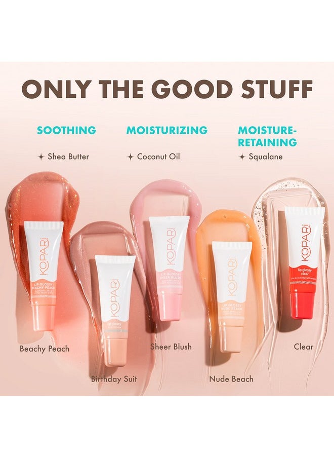 Kopari Coconut Lip Glossy | Nude Tint Birthday Suit | Vegan Hydrating Moisturizing Lip Oil Vitamin E Shea Butter Long Wear High Shine Non Sticky | Natural Clean Plant Based Non Toxic Balm Paraben Free
