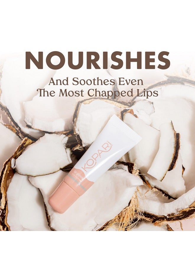 Kopari Coconut Lip Glossy | Nude Tint Birthday Suit | Vegan Hydrating Moisturizing Lip Oil Vitamin E Shea Butter Long Wear High Shine Non Sticky | Natural Clean Plant Based Non Toxic Balm Paraben Free