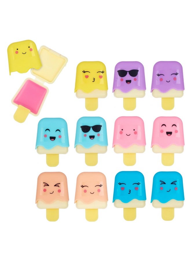 Expressions 12pc Pucker Pop Novelty Lip Gloss Set - Girls Cosmetics Mini Popsicle Lip Gloss Collection, Lip Gloss for Kids, Safe, Non Toxic Kids Makeup Set