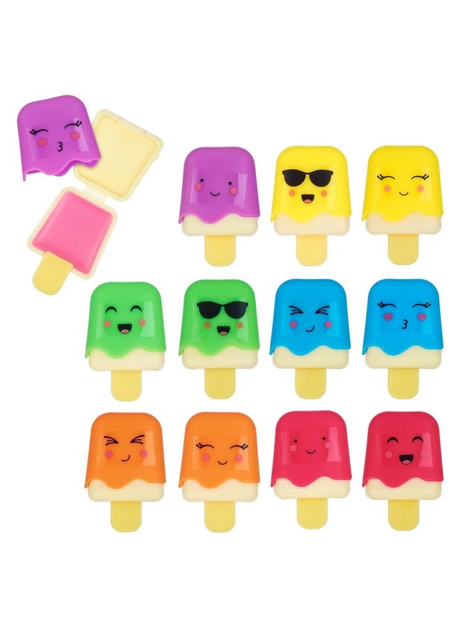 Expressions 12pc Pucker Pop Novelty Lip Gloss Set - Girls Cosmetics Mini Popsicle Lip Gloss Collection, Lip Gloss for Kids, Safe, Non Toxic Kids Makeup Set