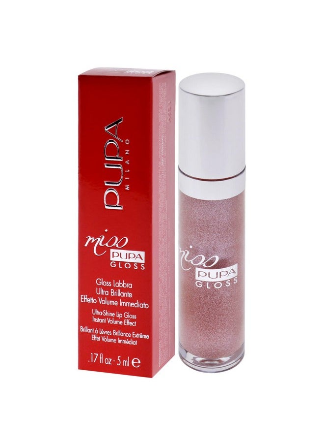 Pupa Milano Lip Gloss, Miss Milano - Extreme Shine, Instant Volume Effect, Moisturizing, Non-Sticky, Creamy Texture, Enchanted Moment - 0.17 Oz