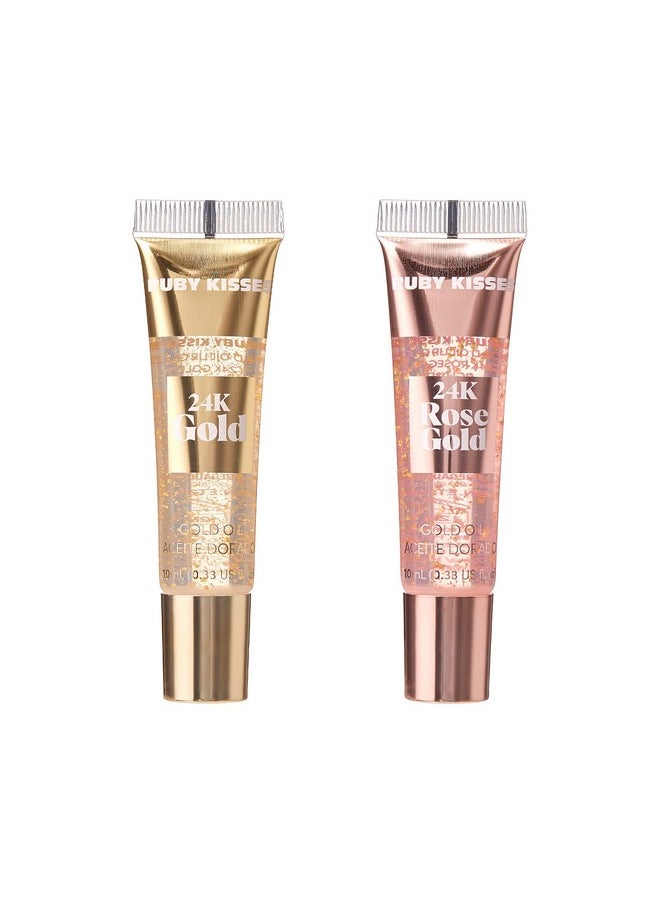 Ruby Kisses 24K Gold Oil Lip Gloss (3 Count, Rose Gold)