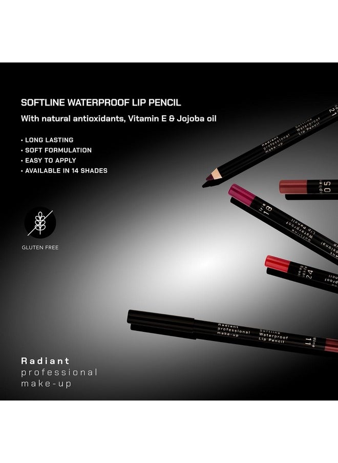 Radiant Professional Waterproof Lip Liner Pencil - Long Lasting Lip Liner Pencil for Defined Lips - Soft & Creamy Lipliner Pencil with Vitamin E - Longwearing Lip liner Pencil 1.20g, (09 RED APPLE)