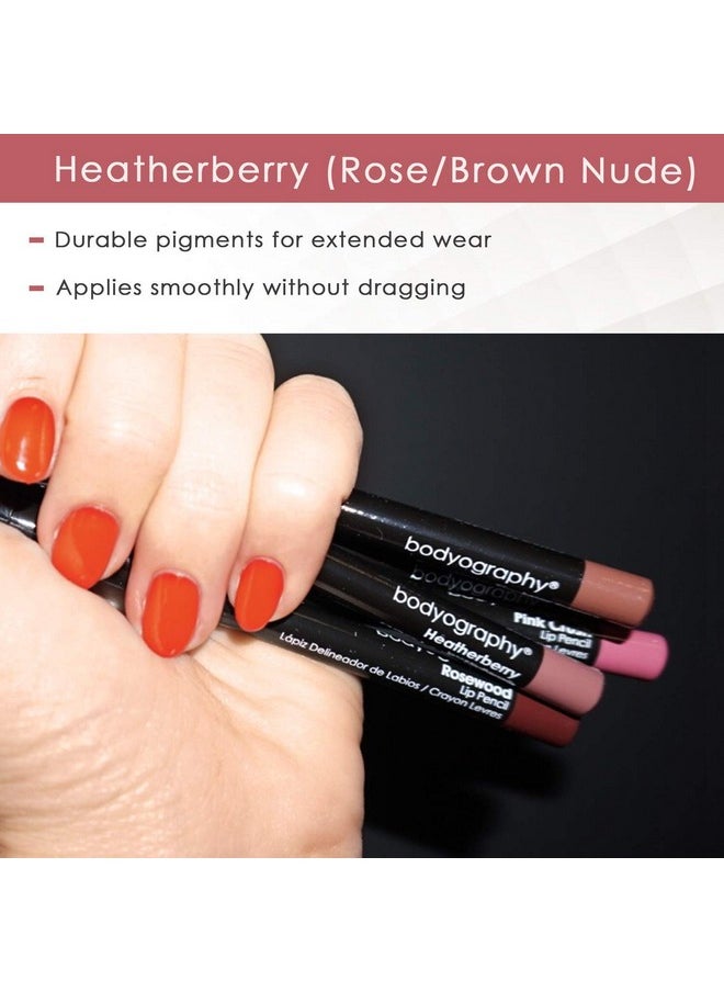 BODYOGRAPHY:Cream Lip Pencil (Heatherberry): Rose Nude Waterproof & Pigment-Rich Salon Makeup w/ Coconut Oil, Vitamin E | Gluten-Free, Cruelty-Free, Paraben-Free