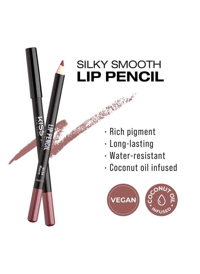 KISS New York Professional Slim Lip Pencil, Creamy Soft Lip Liner, Smooth Long-Lasting Rich Lip Color, Natural Lip Makeup, Water-Resistant Lip Crayon (Mauve)