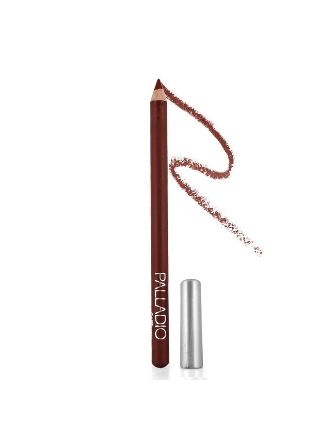 Palladio Lip Liner Pencil, Wooden, Firm yet Smooth, Contour and Line with Ease, Perfectly Outlined Lips, Comfortable, Hydrating, Moisturizing, Rich Pigmented Color, Long Lasting, Café