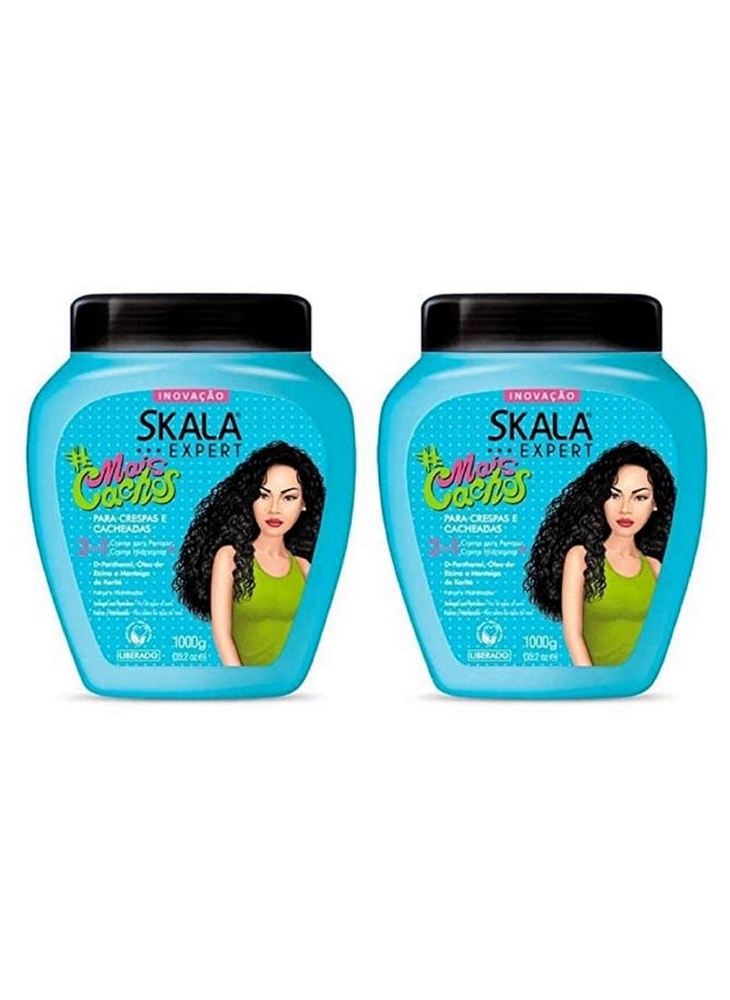 2 Pack SKALA Mais Cachos Hydrates Curls, Eliminates Frizz, For Curly Hair - 2 IN 1 Conditioning Treatment Cream and Cream To Comb 35.2oz New
