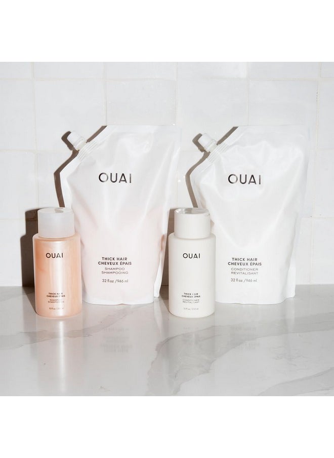 OUAI Thick Hair Conditioner Refill - Moisturizing Conditioner for Dry, Frizzy Hair - Keratin, Marshmallow Root, Shea Butter and Avocado Oil - Paraben, Phthalate and Sulfate Free Hair Care - 32 oz