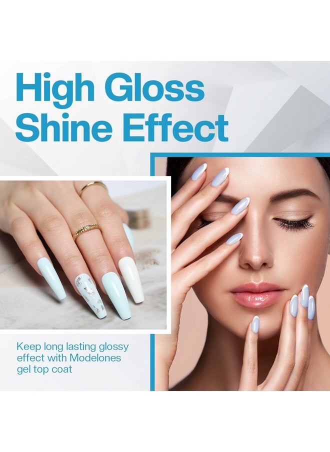modelones Gel Nail Polish Top Coat- 15ml No Wipe, High Gloss Shiny Long Lasting Top Gel for Clear Nail Gel and Acrylic Nails, for Home DIY and Nail Salon