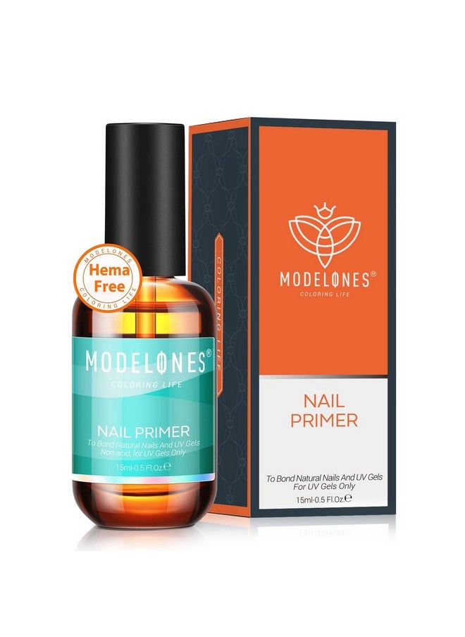 modelones Nail Primer, 15 ml Acid Free No Lift Nail Prep Dehydrator Bond Primer, Hema-Free Nail Bonder for Gel Nail Polish Nail Supplies Set