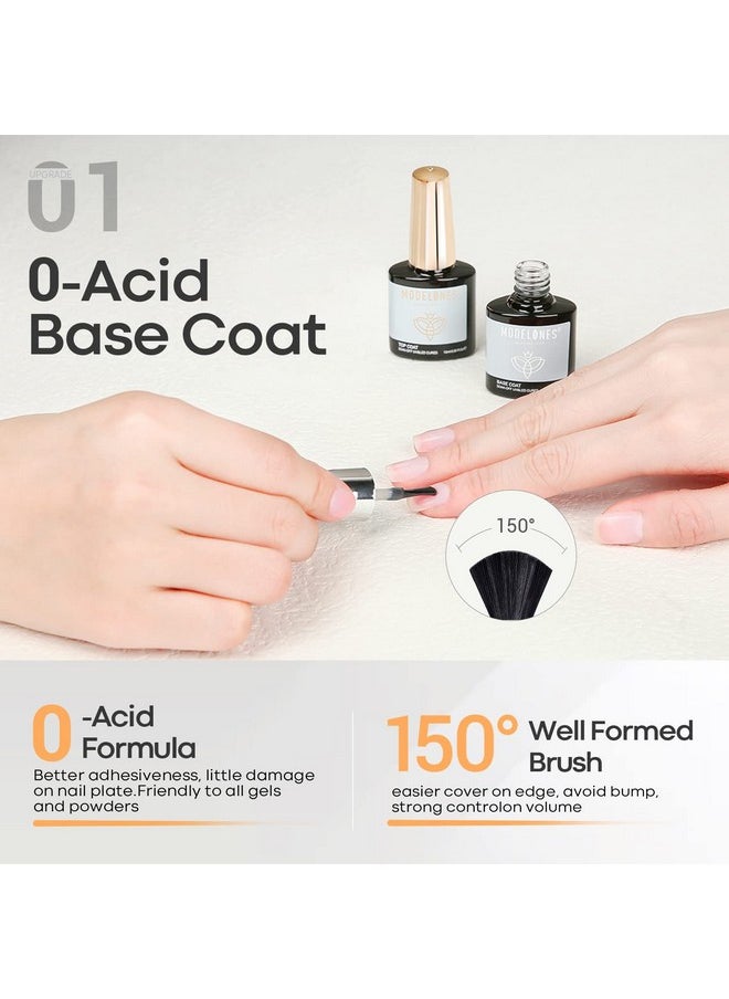 modelones Top Coat and Base Coat, 2 Pcs No Wipe Gel Base and Top Coat Clear Top Coat Long Lasting Shiny 10 ml