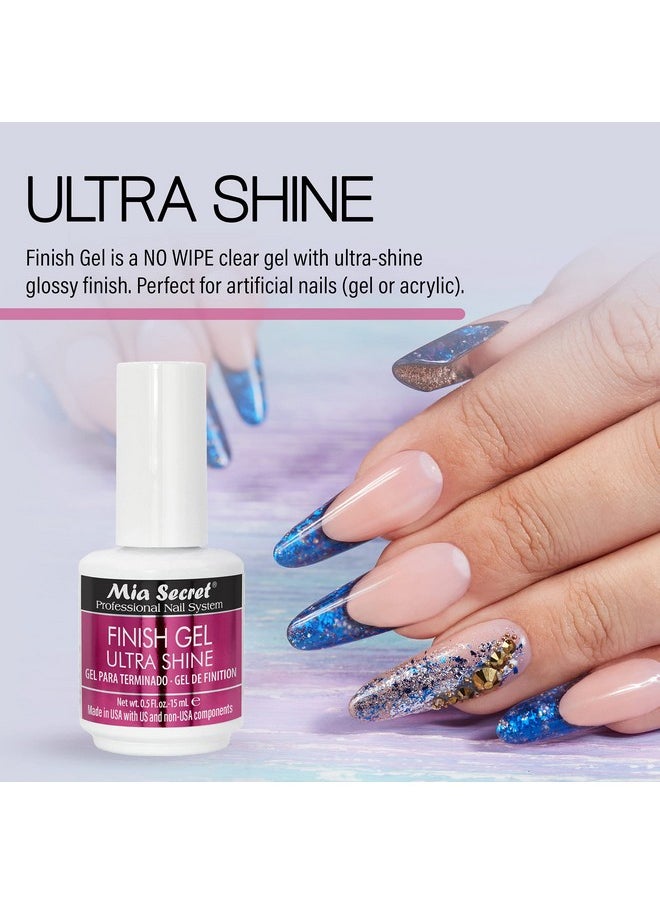 Mia Secret UV Finish Gel 15 ml - Professional High Gloss Gel Top Coat for Enhanced Acrylic Nails Finish