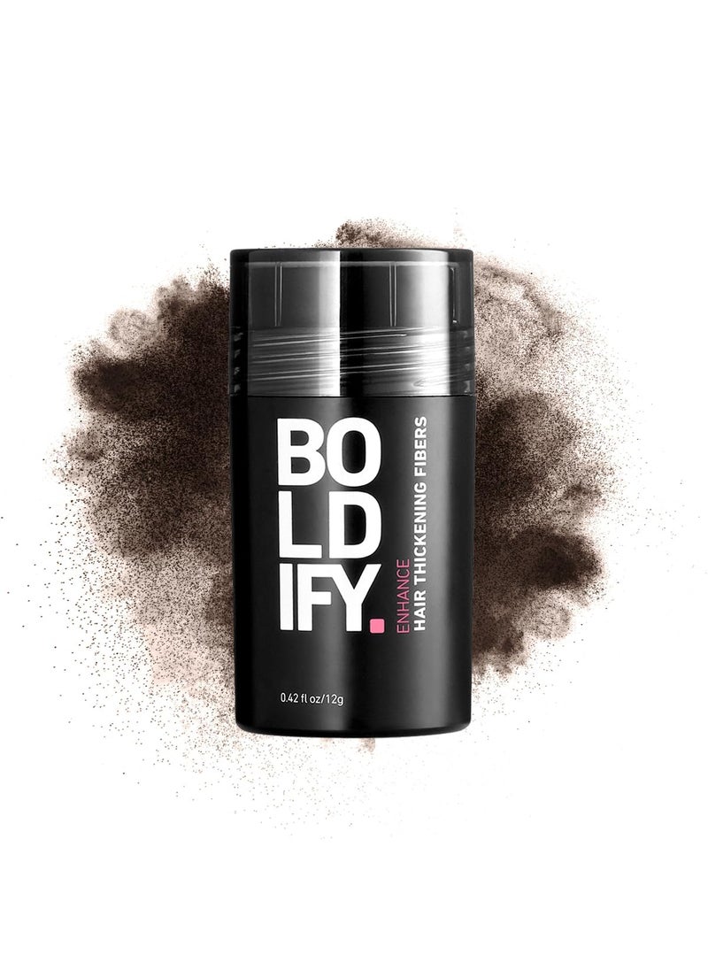 BOLDIFY Hair Fibers (12g) - Fill In Thinning and Fine Hair for an Instantly Fuller, Thicker Look - 14 Shades for Women & Men - Dark Brown