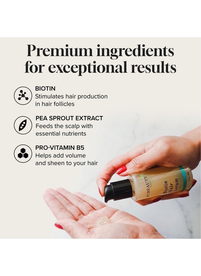 Biotin Hair Growth Serum Advanced Topical Formula To Help Grow Healthy, Strong Hair Suitable for Men and Women of All Hair Types Hair Loss Support By Pureauty Naturals 2 Fl Oz (Pack of 1)