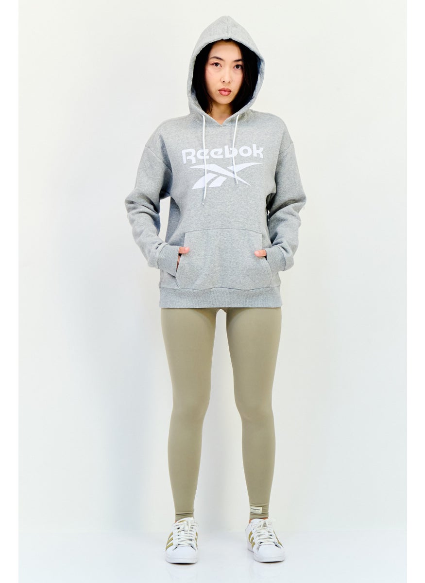 Women Sportswear Fit Brand Logo long Sleeves Outdoor Hoodie, Grey