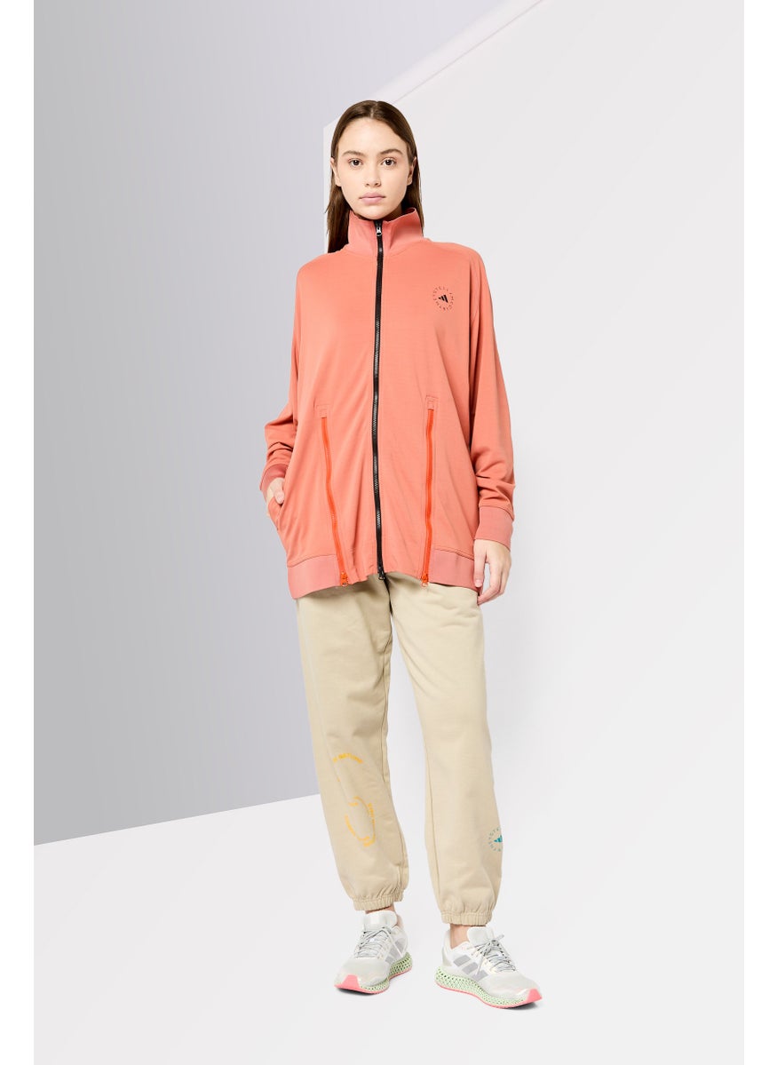 Adidas by Stella McCartney Women Sportswear Fit Long Sleeve Outdoor Full Zip Sweatshirt, Burnt Orange