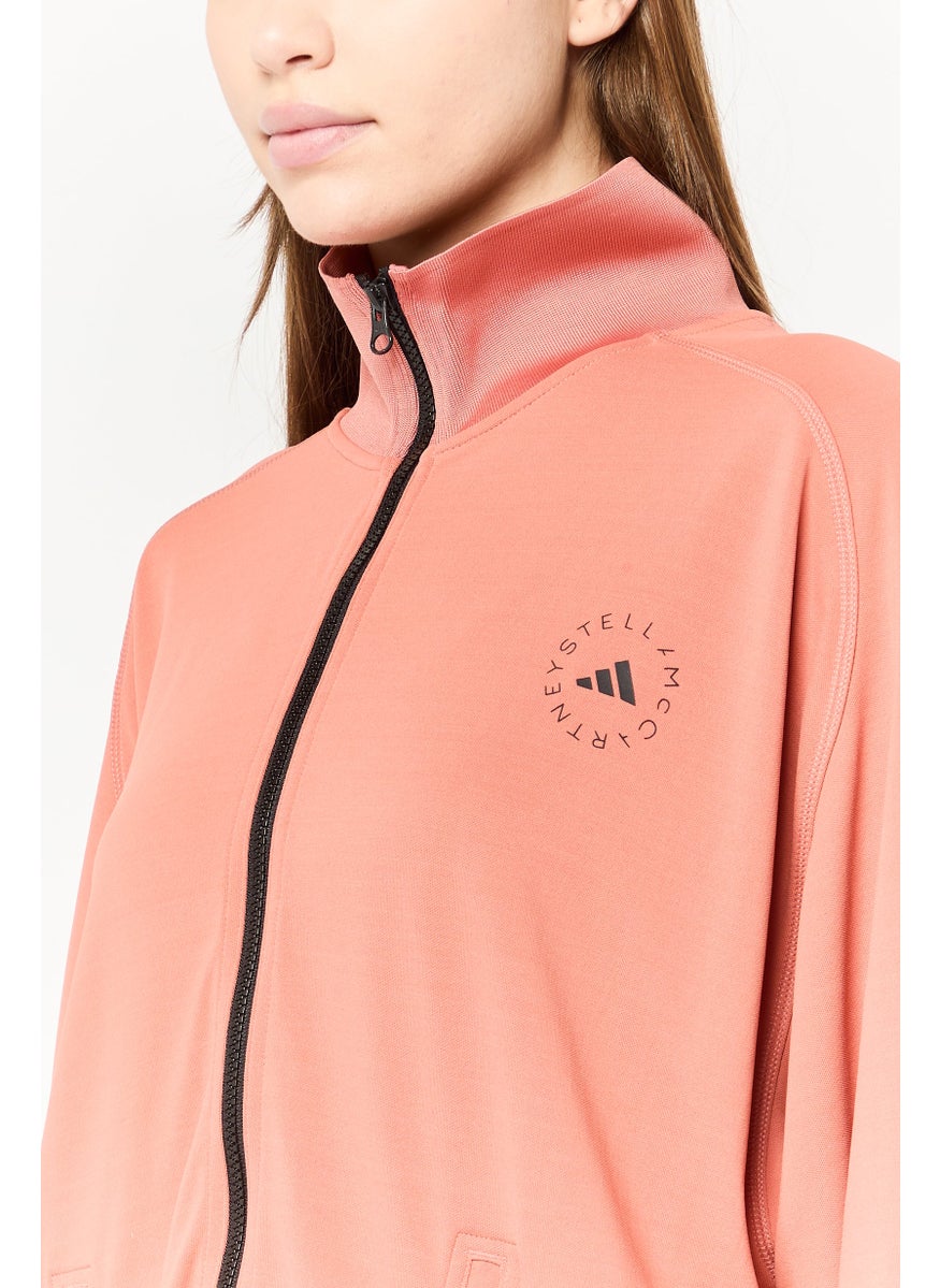 Adidas by Stella McCartney Women Sportswear Fit Long Sleeve Outdoor Full Zip Sweatshirt, Burnt Orange