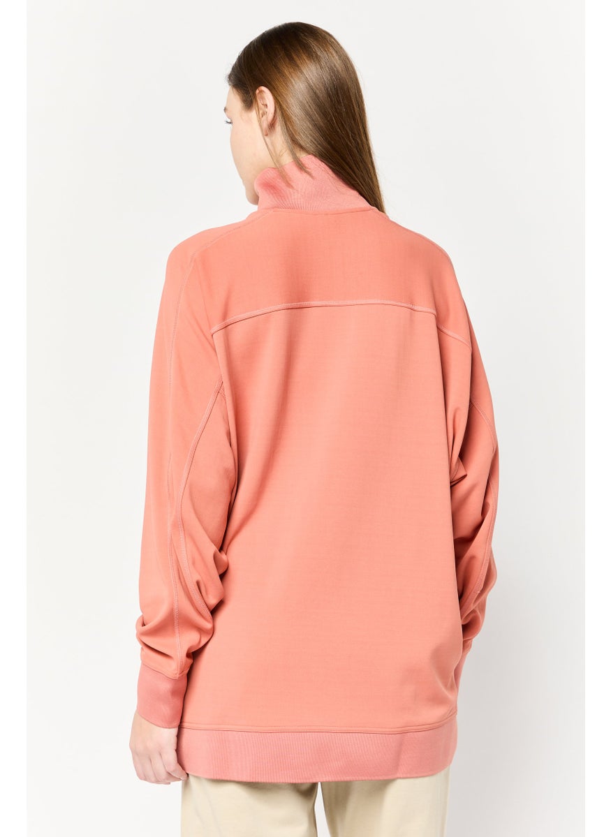 Adidas by Stella McCartney Women Sportswear Fit Long Sleeve Outdoor Full Zip Sweatshirt, Burnt Orange