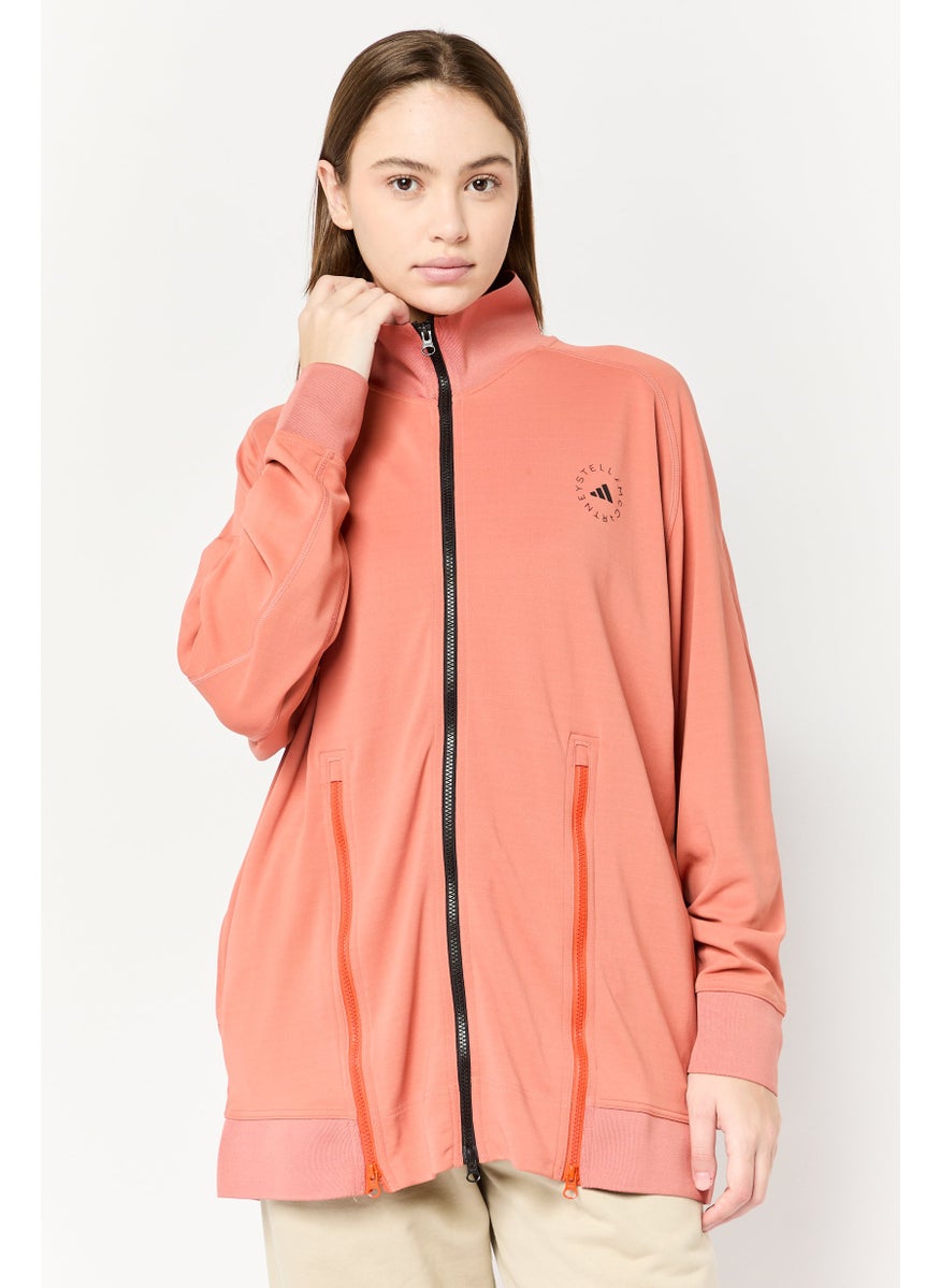 Adidas by Stella McCartney Women Sportswear Fit Long Sleeve Outdoor Full Zip Sweatshirt, Burnt Orange