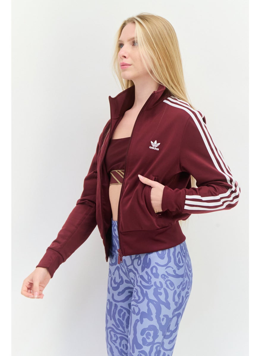 Women Sportswear Fit Embroidered Logo Long Sleeve Oudoor Sweatshirt, Maroon