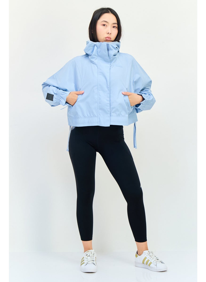 Women Sportswear Fit Long Sleeve Outdoor Hooded Sweatshirt, Light Blue