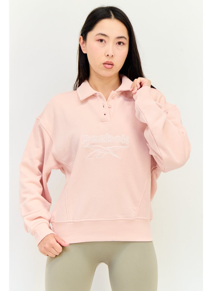 Women Sportswear Fit Long Sleeve Outdoor Sweatshirt, Pink