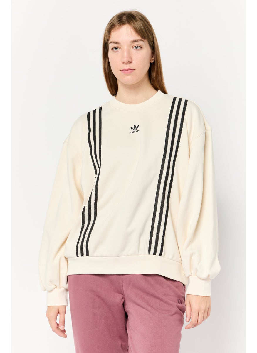 Women Sportswear Fit Long Sleeve Outdoor Sweatshirt, Beige