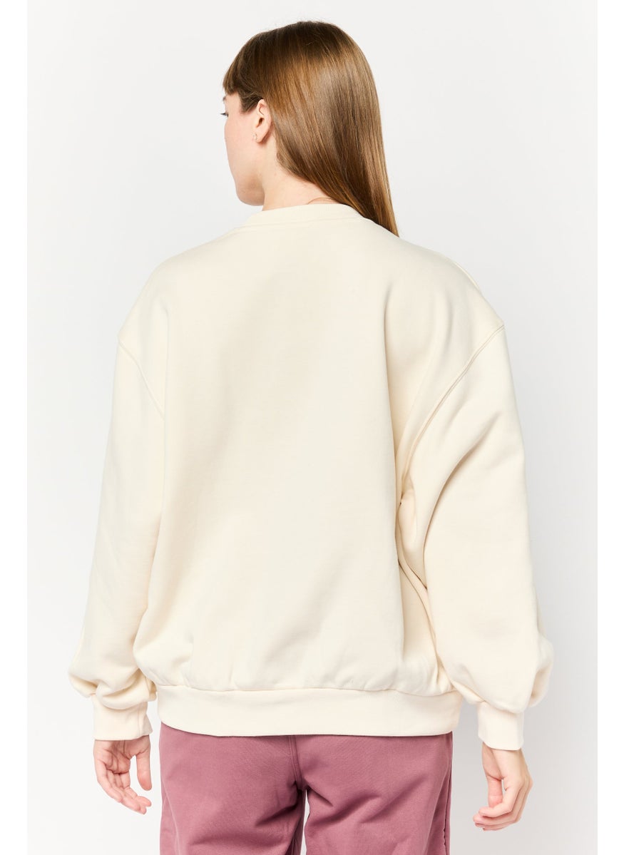 Women Sportswear Fit Long Sleeve Outdoor Sweatshirt, Beige