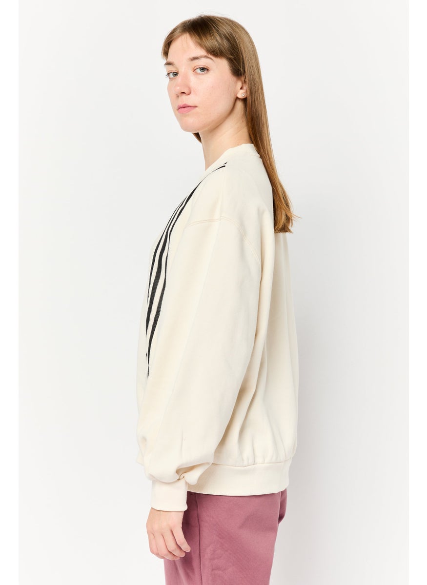 Women Sportswear Fit Long Sleeve Outdoor Sweatshirt, Beige