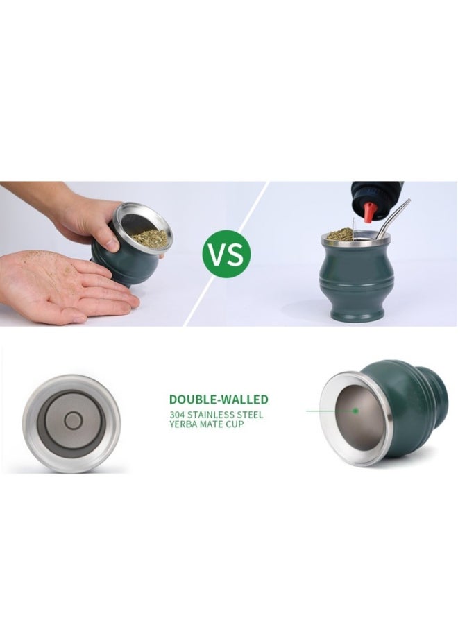 Yerba Mate Cup and Bombilla Set 180ml Yerba Mate Set Includes a Modern Mate Cup Yerba Mate Shaper Set Mate Bombilla Straws and a Cleaning Brush