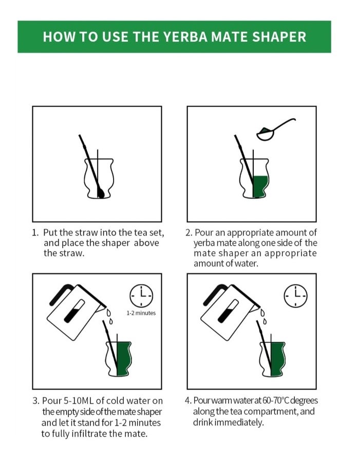 Yerba Mate Cup and Bombilla Set 180ml Yerba Mate Set Includes a Modern Mate Cup Yerba Mate Shaper Set Mate Bombilla Straws and a Cleaning Brush