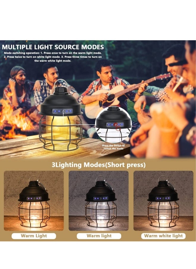 LED Camping Light Rechargeable Portable Tent with Clip Hook 3 Mode IPX4 Waterproof  Lantern Flashlight Hurricane Emergency Survival Pack Hiking Fishing Home