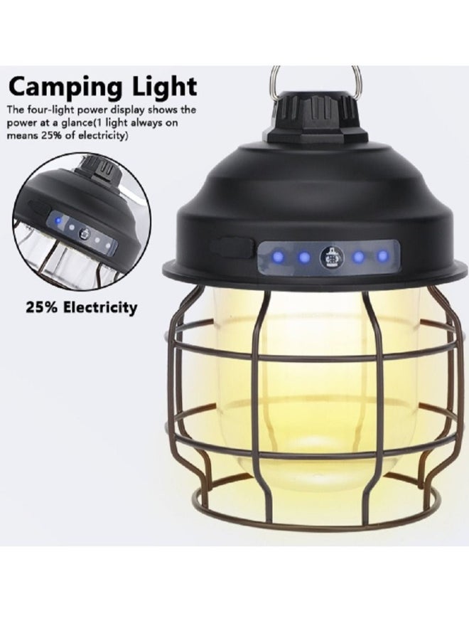 LED Camping Light Rechargeable Portable Tent with Clip Hook 3 Mode IPX4 Waterproof  Lantern Flashlight Hurricane Emergency Survival Pack Hiking Fishing Home