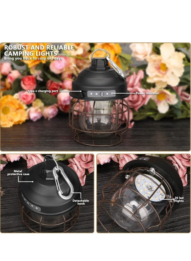 LED Camping Light Rechargeable Portable Tent with Clip Hook 3 Mode IPX4 Waterproof  Lantern Flashlight Hurricane Emergency Survival Pack Hiking Fishing Home