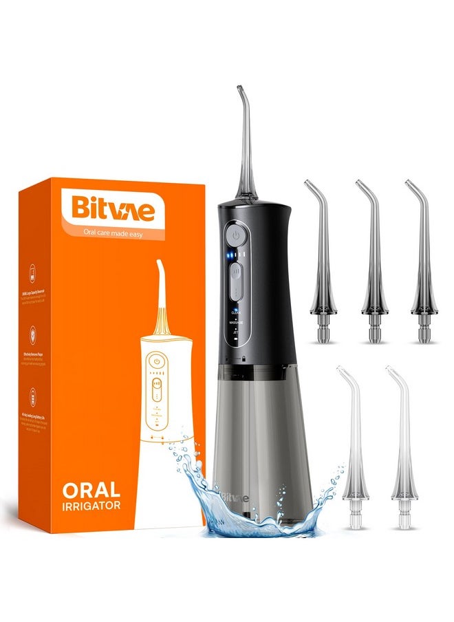 Bitvae Water Dental Flosser for Teeth, Cordless Water Teeth Cleaner Picks, 3 Modes 5 Intensities, IPX7 Waterproof, Rechargeable Water Dental Picks for Cleaning - Black